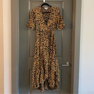 NWOT Ganni Dexter ruffled floral-print crepe midi wrap dress